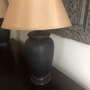 2brown medium like new lamps with new lamp shades.